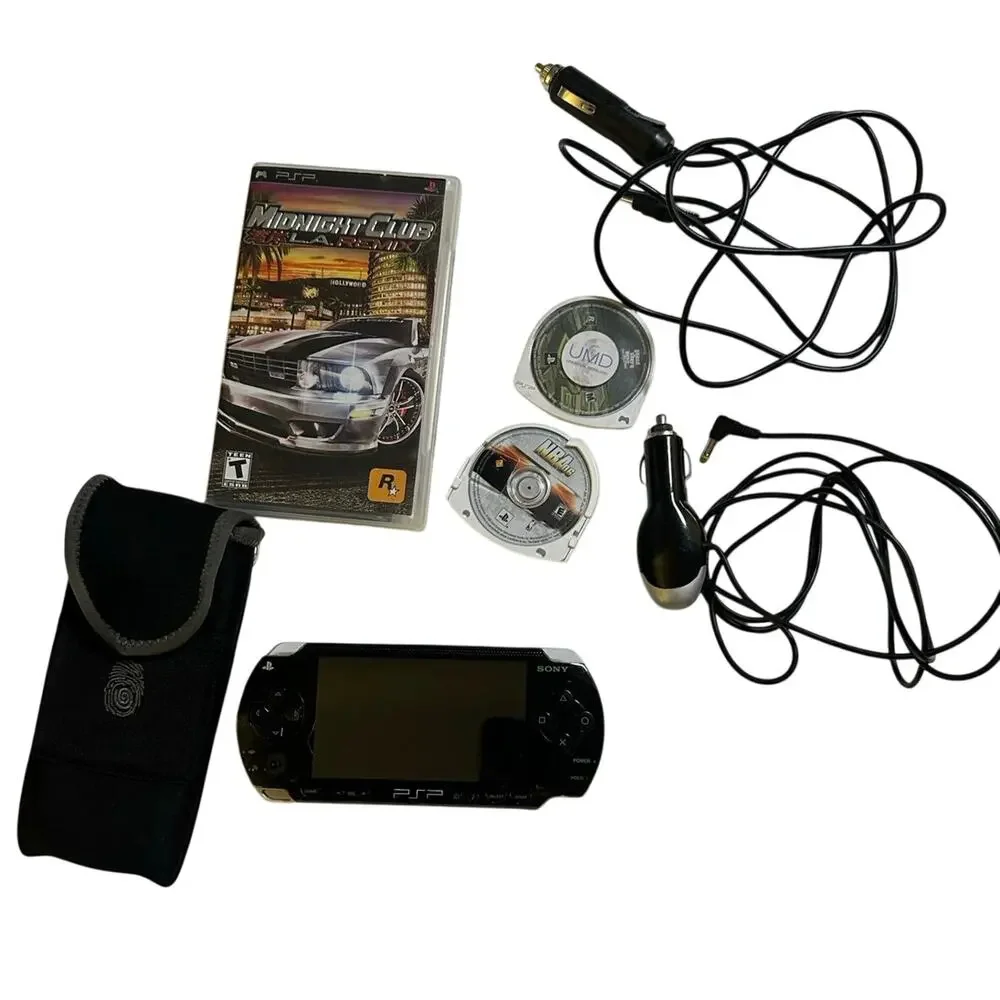 Sony PSP Console, Case, Chargers, Games Bundle